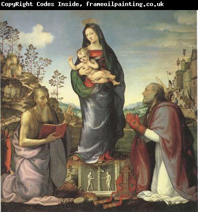 ALBERTINELLI  Mariotto The Virgin and Child Adored by Saints Jerome and Zenobius (mk05)